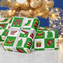Iconos Navideños Festivos de Verde y Rojo