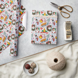 Papel De Regalo Iconos Navideños Trineo de Santa Regalo Navideño F