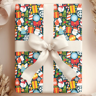 Papel De Regalo Iconos Navideños y de Santa de Fiesta Adorables