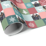 Papel De Regalo Iconos Vintage Merry Christmas 4 Fotos<br><div class="desc">Personalice este colorido papel de envolver de Navidad vintage con sus 4 fotos familiares favoritas!</div>