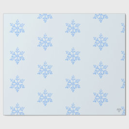 Papel De Regalo Icy Blue Snowflake Pattern on Pale Blue Background