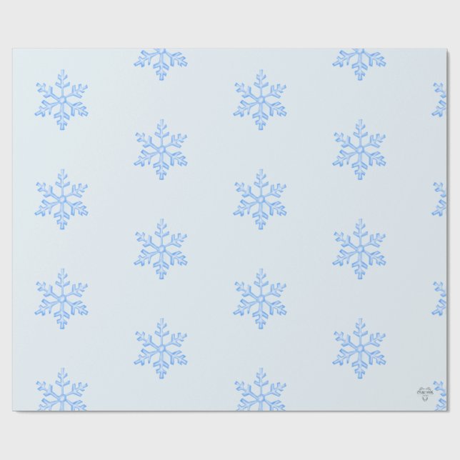 Papel De Regalo Icy Blue Snowflake Pattern on Pale Blue Background (Superficie plana)