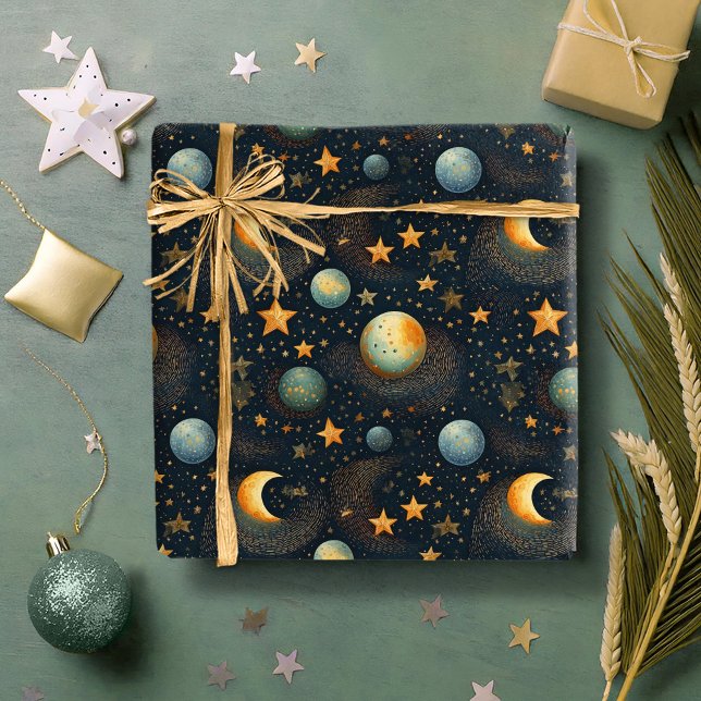 Papel De Regalo ID1080 de Celestial de Luna y Estrellas (Subido por el creador)