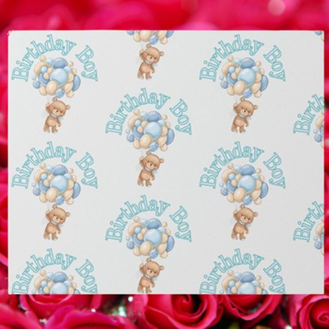 Papel De Regalo Idea de Birthday Boy Bear (Make your little one's birthday extra special with our adorable Birthday Boy Bear wrapping paper.)