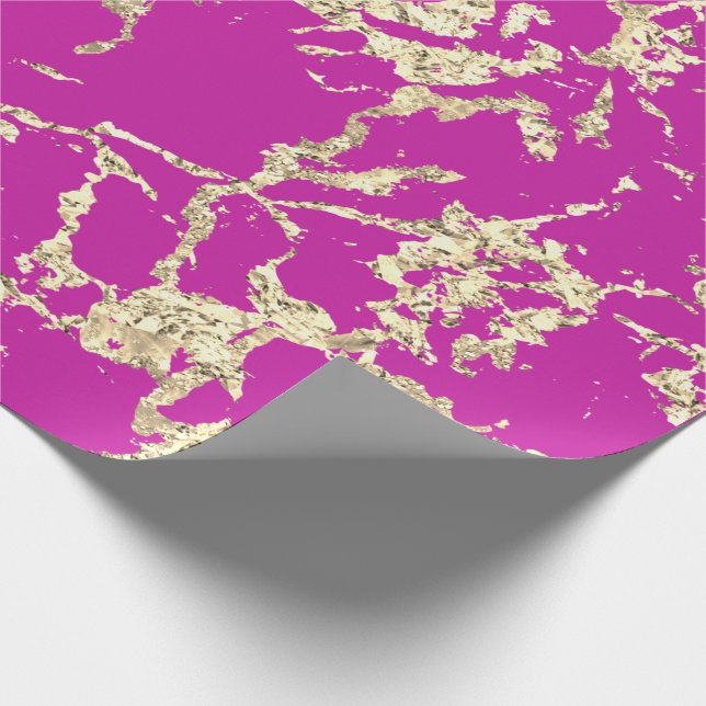Papel De Regalo Idea de regalo de oro de mármol rosa de Fuchsia (Esquina)