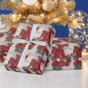 Papel De Regalo Iglesia de Vintage Bell Saludos de Navidad