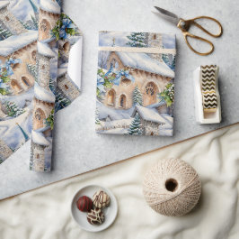 Papel De Regalo Iglesia del País del Día del navidad