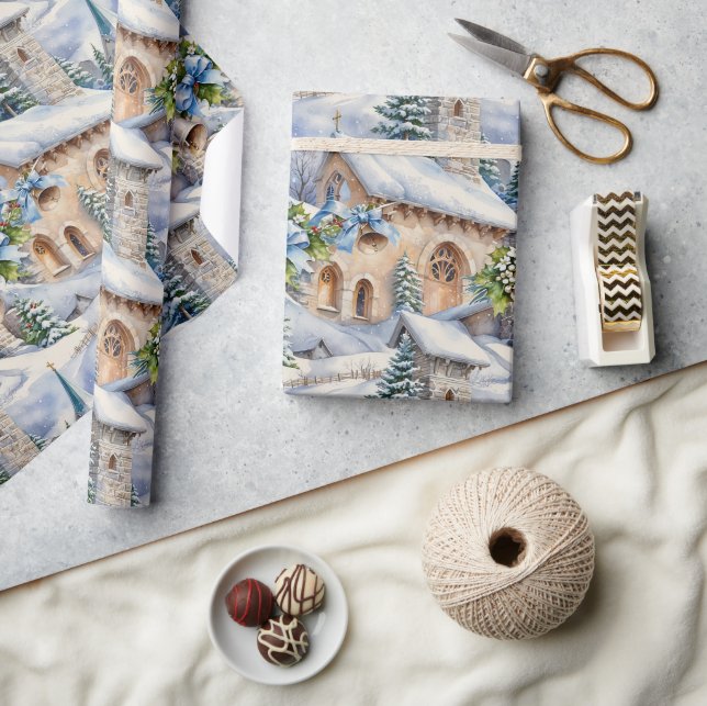 Papel De Regalo Iglesia del País del Día del navidad (Artesanía)