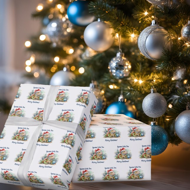 Papel De Regalo Iguana te desea una feliz Navidad blanca (white iguana wish you merry christmas wrapping paper
)