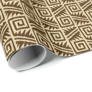 Papel De Regalo Ikat Aztec Tribal - Marrón oscuro y Tan