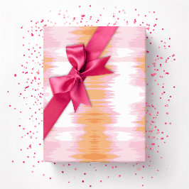 Papel De Regalo Ikat Brillante en Rosa y Naranja