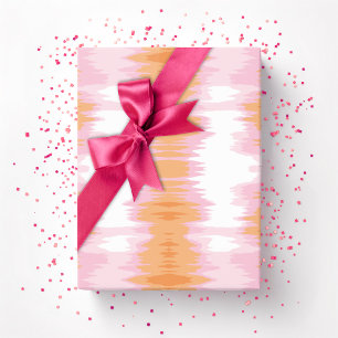 Papel De Regalo Ikat Brillante en Rosa y Naranja