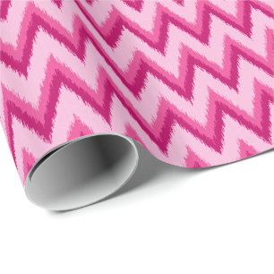 Papel De Regalo Ikat Chevron Stripes - Fuchsia y rosa pálido
