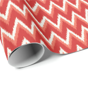 Papel De Regalo Ikat Chevron Stripes - Naranja oxidado y blanco