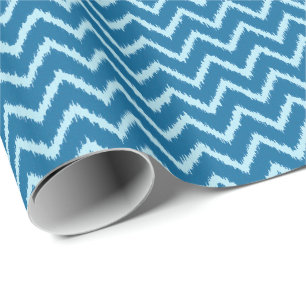 Papel De Regalo Ikat Chevrons - Indigo y Azul pálido