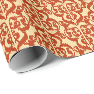 Papel De Regalo Ikat Damask morisco - naranja mandarín