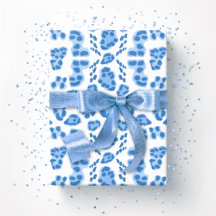 Ikat de leopardo en porcelana azul