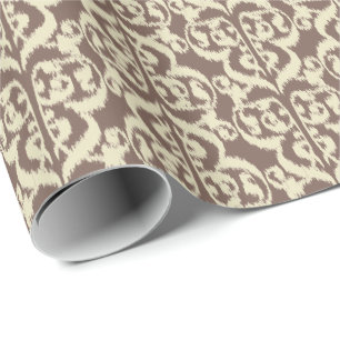 Papel De Regalo Ikat Moorish Damask - beige y taupe