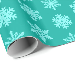 Papel De Regalo Ikat Snowflakes - Turquesa y aqua