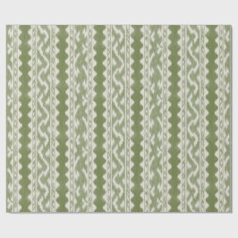 Papel De Regalo Ikat Verde Musgo, Raya Tejida sobre Crema