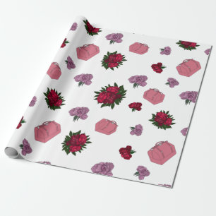 Papel De Regalo Illus de moda de patrones de bolsos rosados y peon