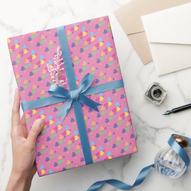 Papel De Regalo illusima Corazones de Amor Arcoíris (Regalar)