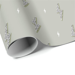 Papel De Regalo Iluminación verde caqui rayo eléctrico simple