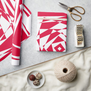 Papel De Regalo Ilusión abstracta roja blanca