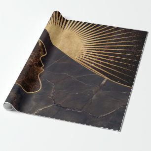 Papel De Regalo Ilusión de una mujer dorada con texturas de sol y