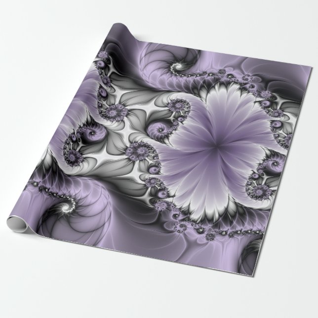 Papel De Regalo Ilusión Lilac Resumen Arte Fractal Floral Fantasía (Desenrollado)