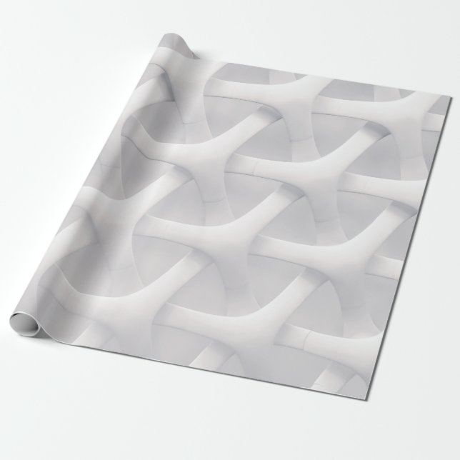 Papel De Regalo Ilusión óptica blanca y gris (Desenrollado)