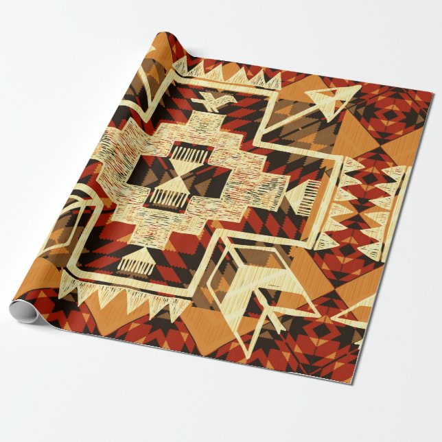 Papel De Regalo Ilustracion abstracto de mano nativo americano (Desenrollado)