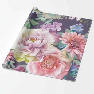 Papel De Regalo Ilustracion acuarela con flores. Big Set acuático