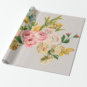 Papel De Regalo Ilustracion acuarela de flores digitales. Manual o