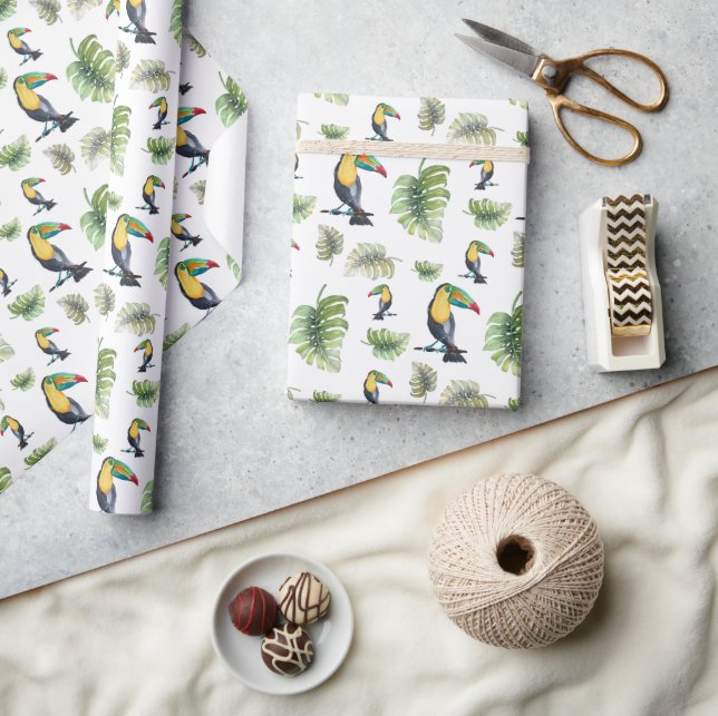 Papel De Regalo Ilustracion acuático Toucan Exotic Monstera (Artesanía)