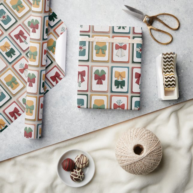 Papel De Regalo Ilustración alegre de lazo de Navidad (Artesanía)