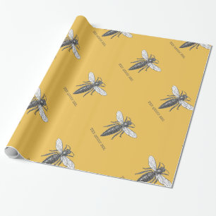 Papel De Regalo Ilustración antigua de insecto bug abeja reina