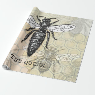 Papel De Regalo Ilustración antigua de insecto bug abeja reina