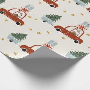 Papel de regalo ilustración árbol de Navidad cierv