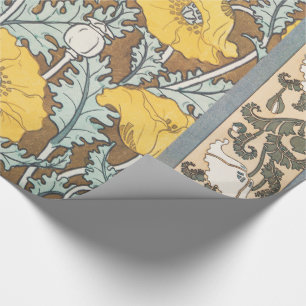 Papel De Regalo Ilustración Art Nouveau Amapola Flor Amarilla