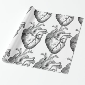 Papel De Regalo Ilustracion blanco negro simple del corazón de la