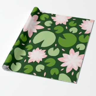 Papel De Regalo Ilustración Botánica Caprichosa de Nenúfar Rosa Di