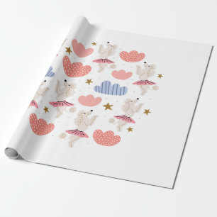 Papel De Regalo Ilustracion circular con perros de caniche lindos 