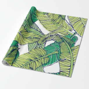 Papel De Regalo ilustracion/cosecha de hojas de las islas tropical
