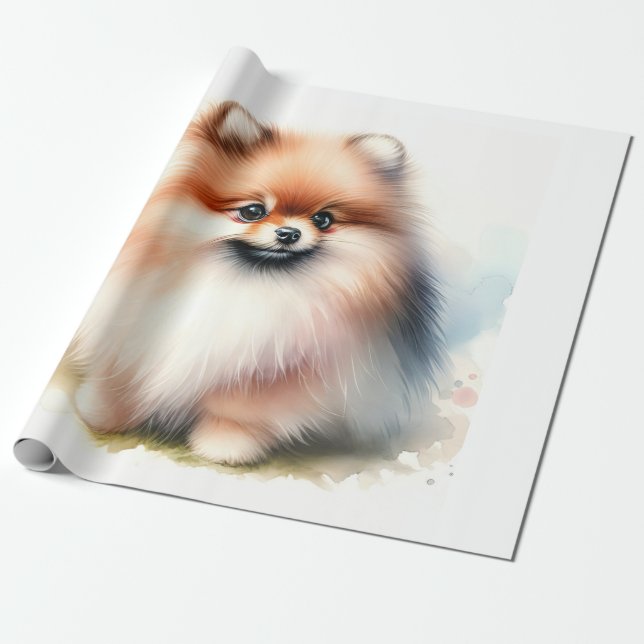 Papel De Regalo Ilustracion cutáneo de pomerania (Desenrollado)