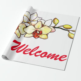 Papel De Regalo ilustracion de acuarela orquídea flores amarillas