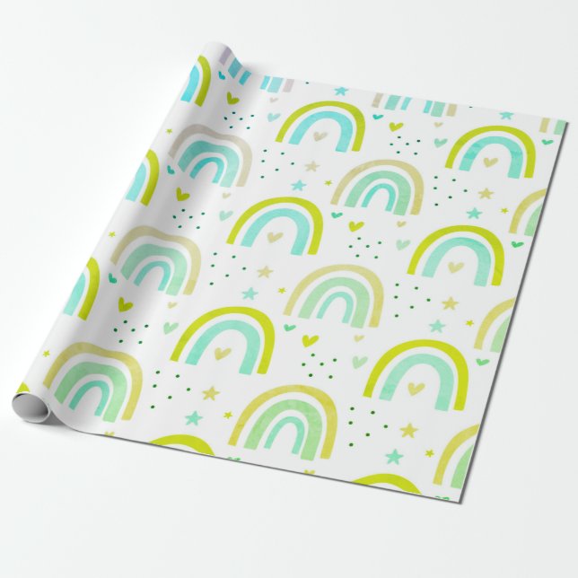 Papel De Regalo Ilustración de arcoiris cúbico (Desenrollado)
