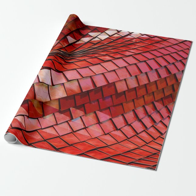 Papel De Regalo Ilustracion de azulejos rojos (Desenrollado)