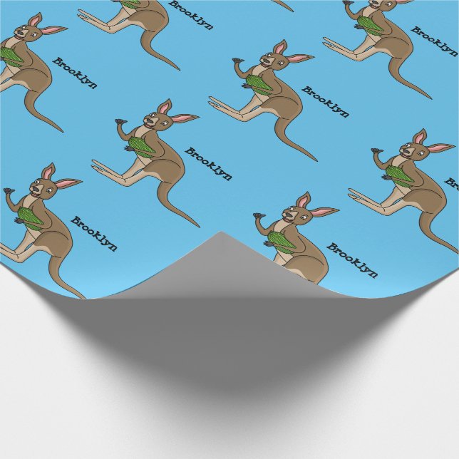 Papel De Regalo Ilustracion de canguro australiano bastante feliz (Esquina)