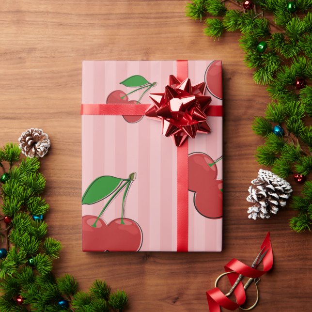 Papel De Regalo Ilustracion de cerezas (Regalo de vacaciones)